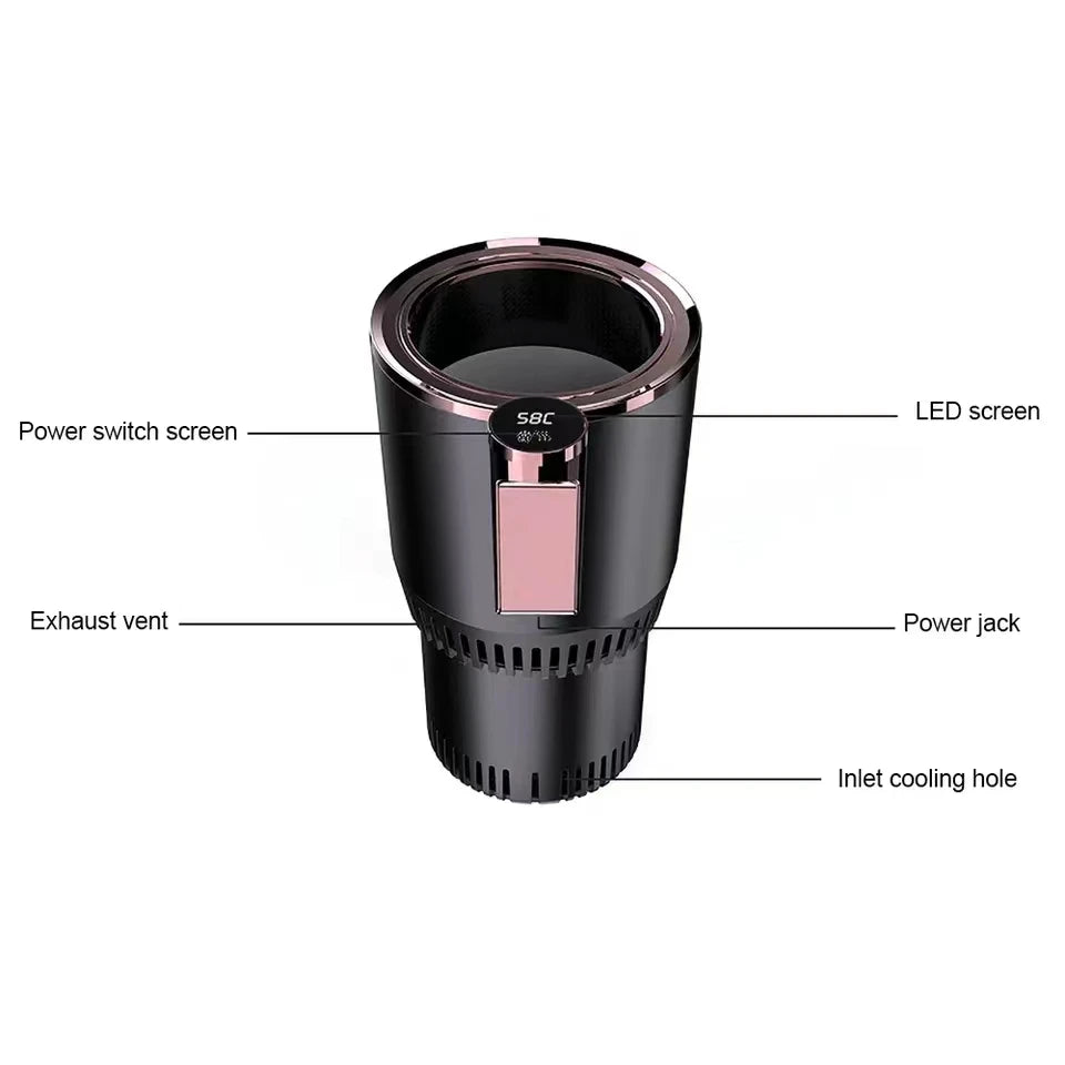 12V Warmer Cooler Smart Cooling & Heating Car Cup 2-In-1 Temperature Display Cup Holder for Water Coffee Beverage Car Accessorie