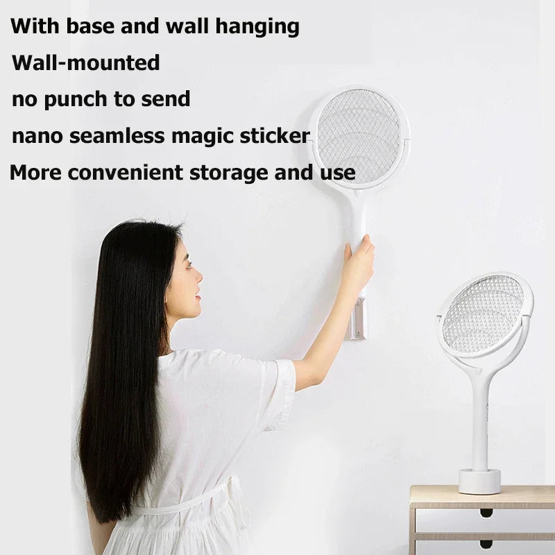 5 IN 1 Electric Mosquito Swatter 365nm UV Light Killer Lamp Racket USB Charging Summer Fly Trap Bug Zapper 90° Rotatable Shocker