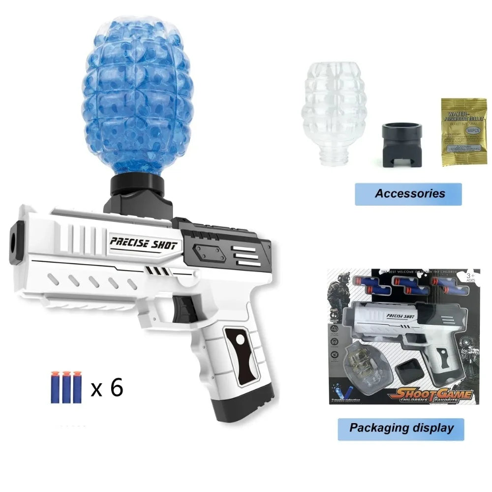 Manual Gel Ball Blaster, Soft Bullet Foam Blasters Toy Gun, Splat Gun Cool Gift(Black And White)