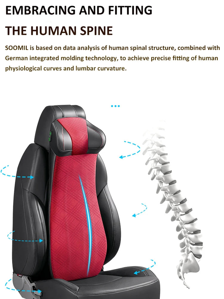 Car Neck Massage Pillow Lumbar Support Cushion Auto Seat Travel Relax Head Waist Support Memory Foam Integrated Headrest Cushion