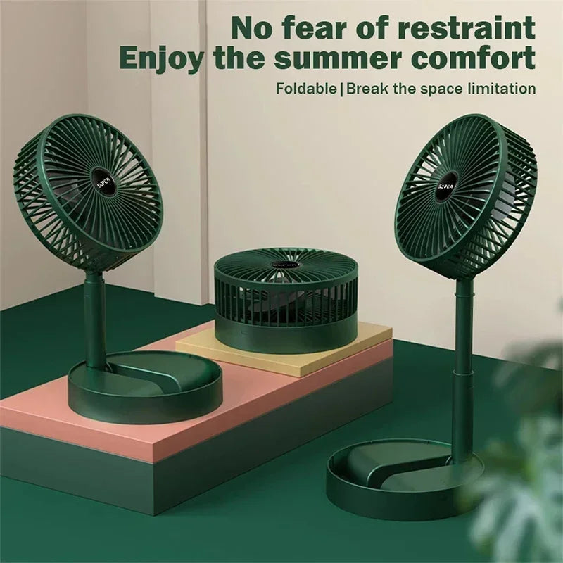 2024 Desktop Foldable Retractable Small Fan Mini Portable Charging USB Home Low Noise High Duration Standby Mini Electric Fan