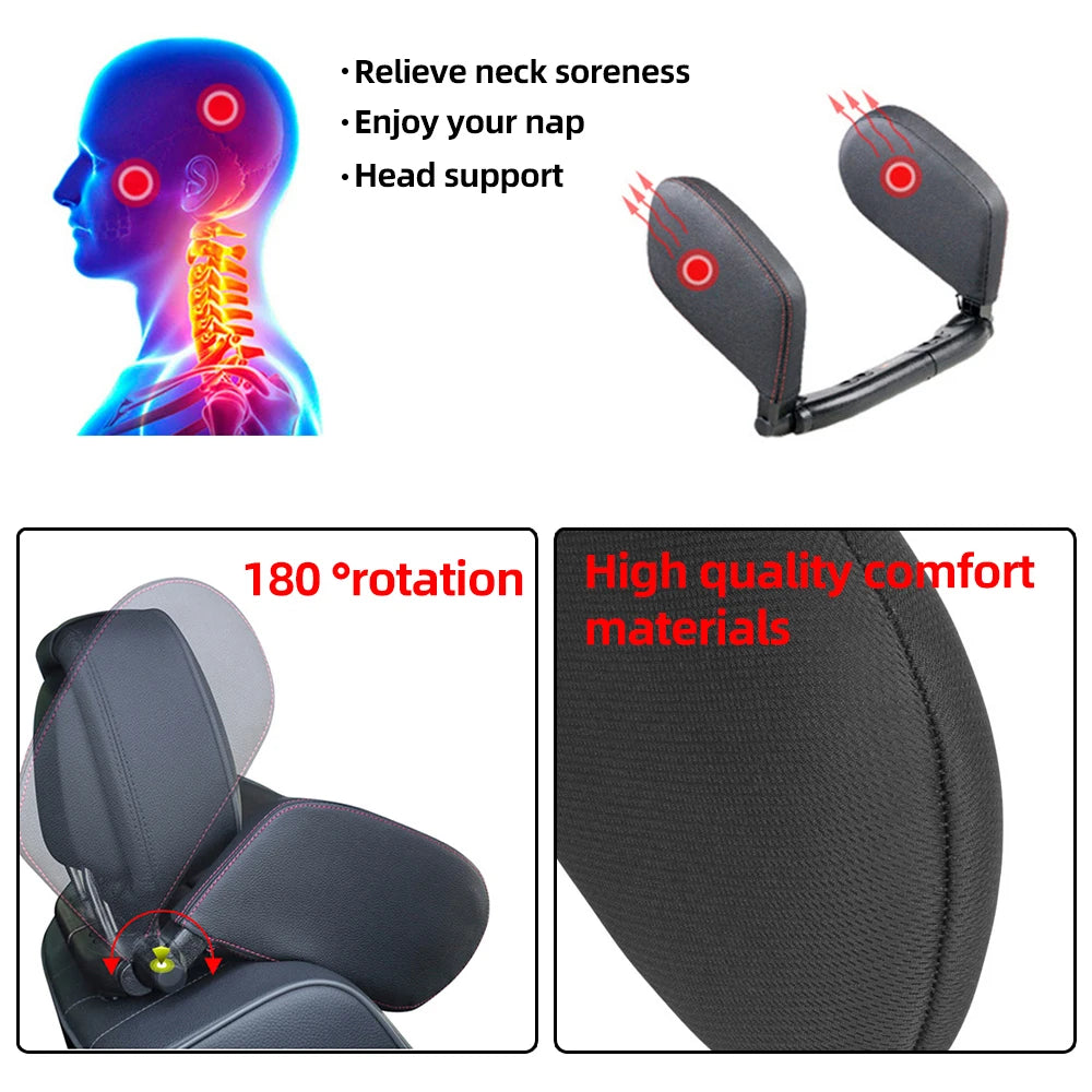 CAER Car Neck Headrest Pillow Cushion Seat Memory Foam Pad Sleep Side Head Telescopic Support on Cervical Spine for Adults Child