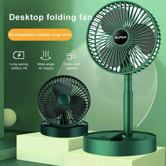 2024 Desktop Foldable Retractable Small Fan Mini Portable Charging USB Home Low Noise High Duration Standby Mini Electric Fan