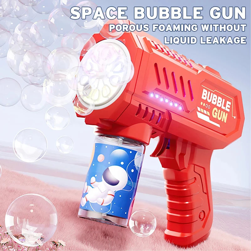 10 Holes Children Electric Bubble Gun Rocket Soap Automatic Bubble Machine Bubbles Gun Kids Summer Outdoor Bubble Blowing Toys