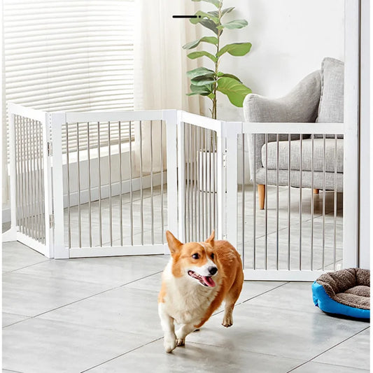 Modern Simple Pet Gate No-Drill Dog Barrier Folding Isolation Door Indoor Heightened Dog Fence For Safe Separation