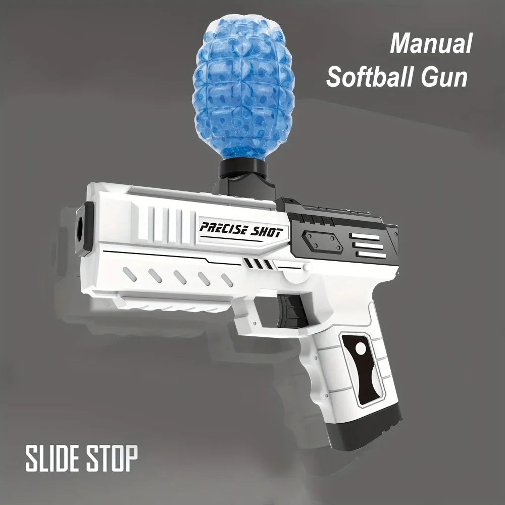 Manual Gel Ball Blaster, Soft Bullet Foam Blasters Toy Gun, Splat Gun Cool Gift(Black And White)