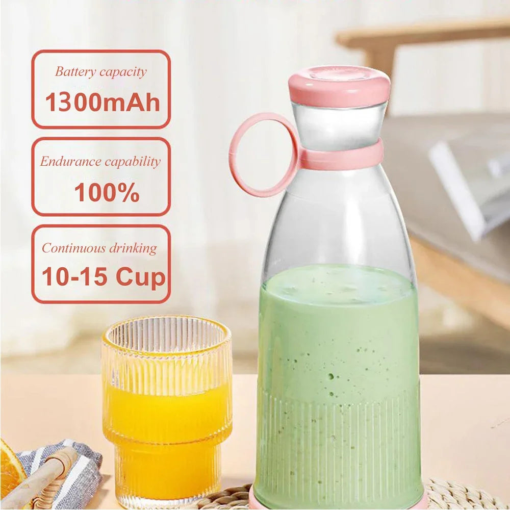 1PC Rechargeable Mixers Fresh Fruit Juicers Blue/Pink Usb Portable Juice Bottle Mini Fast Electric Blender Smoothie Ice Maker