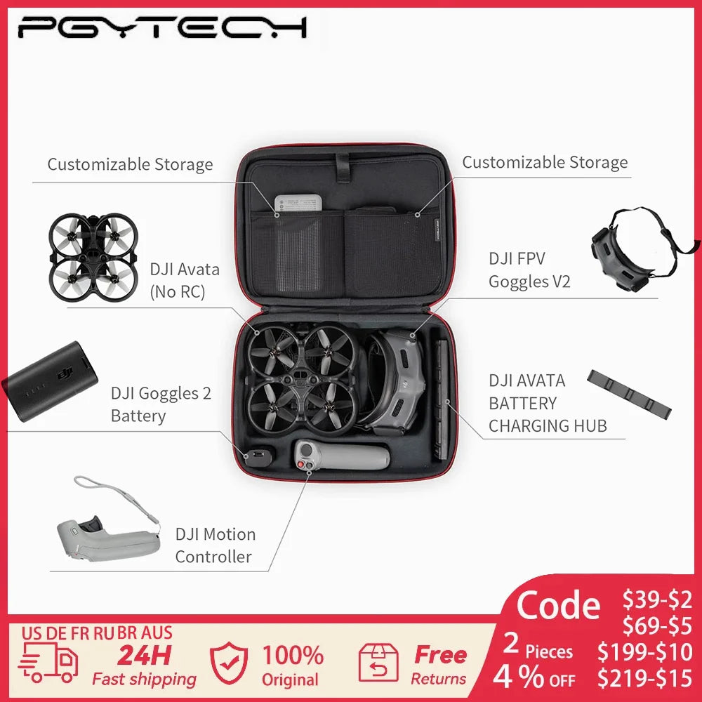 PGYTECH Drone Carrying Case For DJI AVATA Accommodate For DJI AVATA,DJI Goggles 2,Motion controll ,5 batteries, battery charging