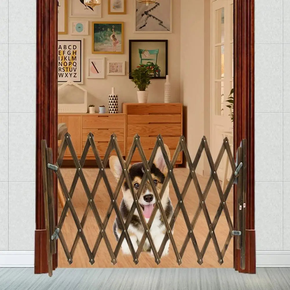 33-110cm Dogs Wooden Fence Gate Panel Expandable Pet Safety Separation Barrier Cat Dog Pet Sliding Door Safety Isolation Fence