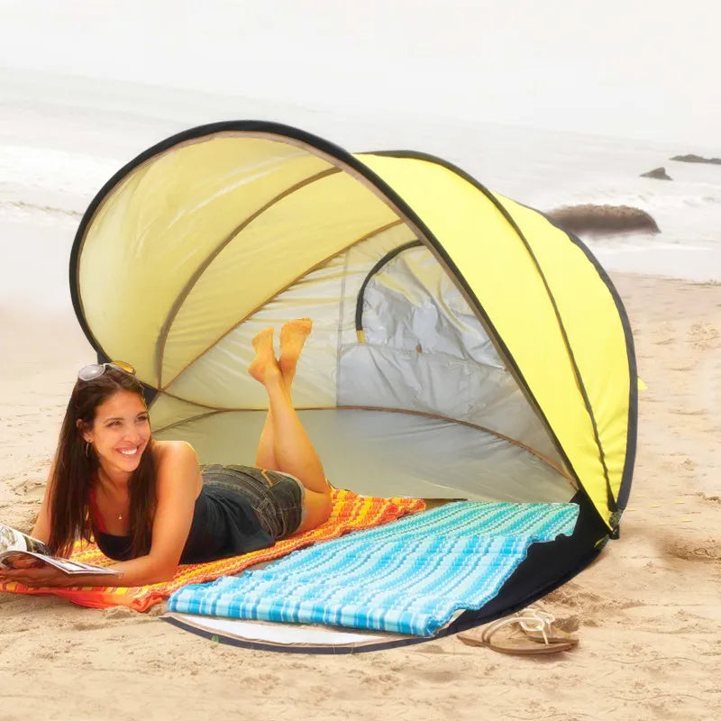 Pop Up Summer Automatic Beach Tent 2-3 People Speed Open Quick Portable Simple Shade Sun Fishing Park Leisure Travel BBQ Tourist