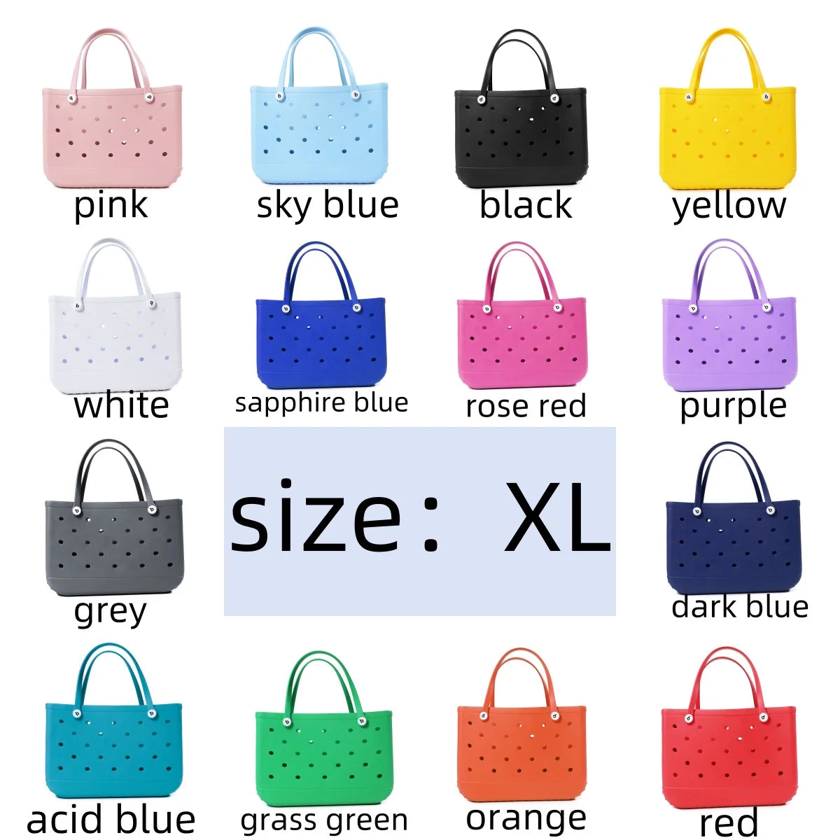 Extra Large Bogg Bag Summer EVA Beach Bag Basket Women Picnic Tote Bag Holes Waterproof Handbag Pouch Shopping Shoulder Bag