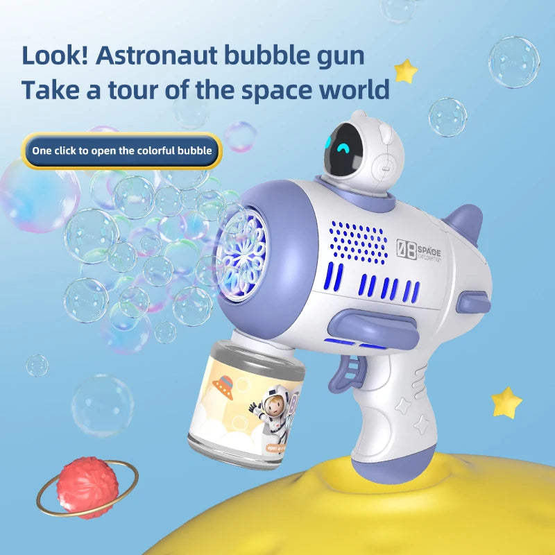 12 Holes Spaceman Bubble Gun Kids Toys Bubble Machine Fully Automatic Boys Girls Toys Outdoor Wedding Party Game Birthday Gifts