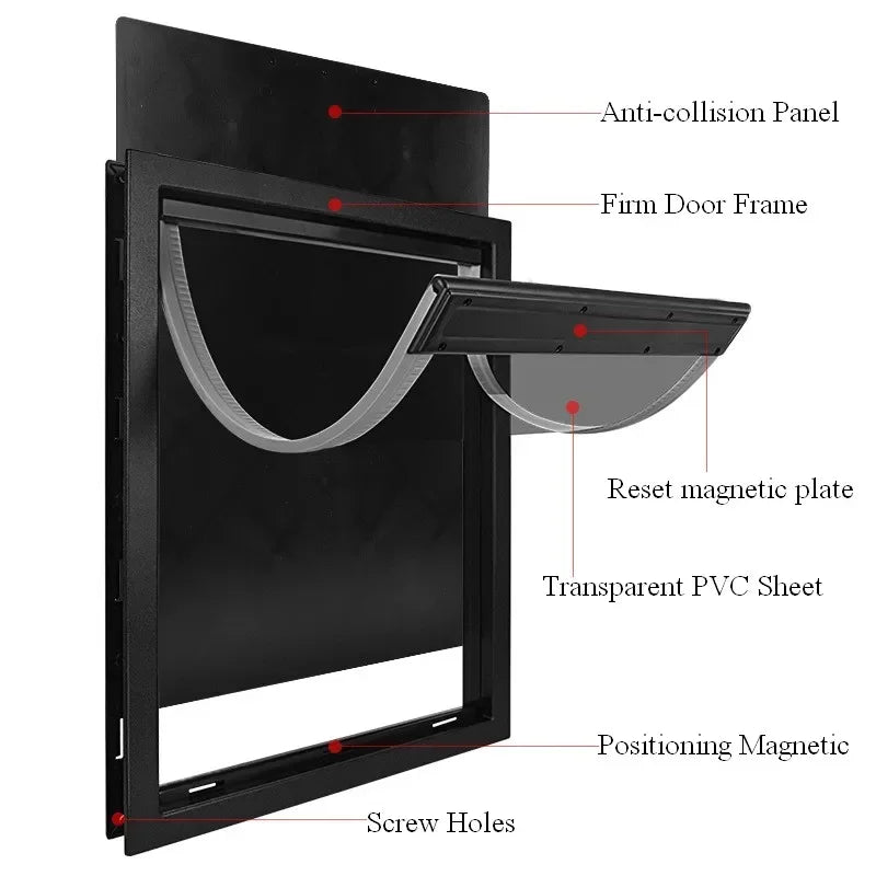 PVC Large Pet Door Magnet Automatic Closing Door Bothway Security Accessory for Big Dog Gate Dog Fences With Baffle Pet Supplies