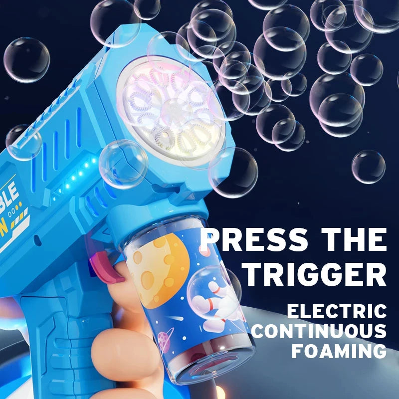 10 Holes Children Electric Bubble Gun Rocket Soap Automatic Bubble Machine Bubbles Gun Kids Summer Outdoor Bubble Blowing Toys