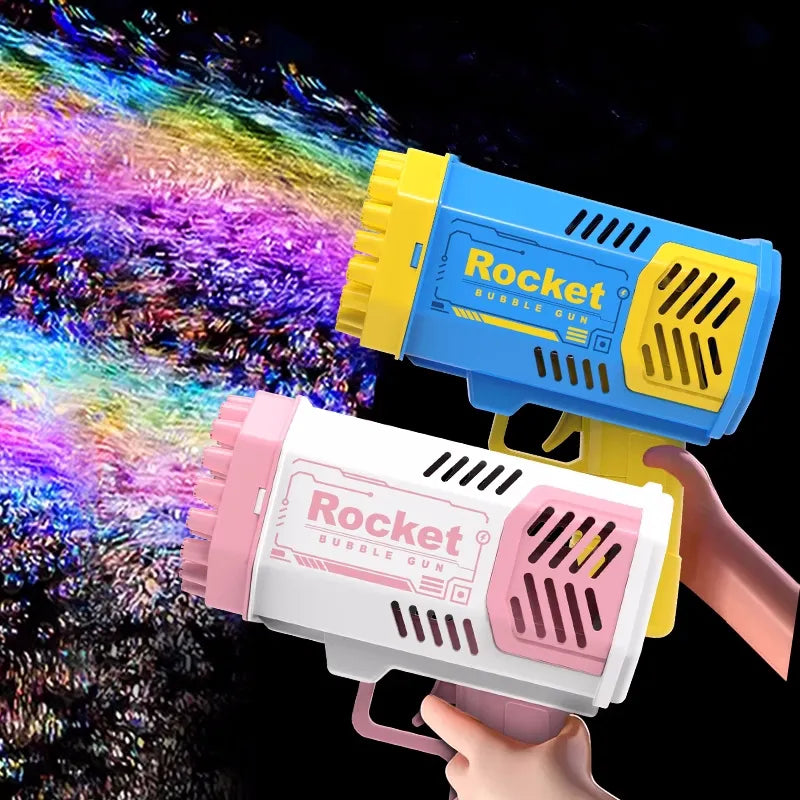 40 Holes Electric Rocket Bubble Gun Automatic Blowing Soap Maker Machine Toy Kids Outdoor Fight Fantasy Toys For Boys Game Gift